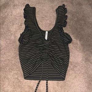 Black and dark green crop top